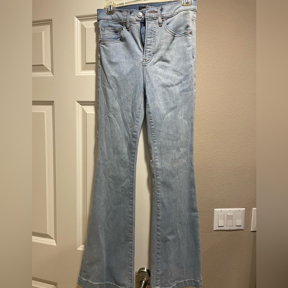 Express light wash flare jeans